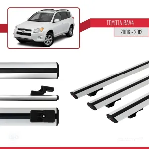 Toyota RAV4 2006-2012 Arası ile uyumlu Basic Model Ara Atkı Tavan Barı GRİ 3 ADET - Görsel 3