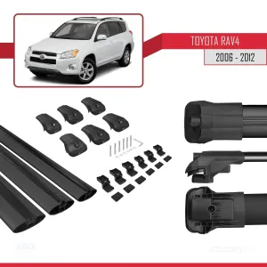 Toyota RAV4 2006-2012 Arası ile uyumlu ACE-1 Ara Atkı Tavan Barı SİYAH 3 ADET BAR - Görsel 5