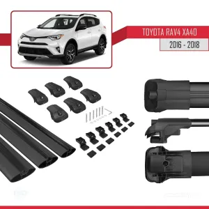 Toyota RAV4 (XA40) 2016-2018 Arası ile uyumlu ACE-1 Ara Atkı Tavan Barı SİYAH 3 ADET BAR thumb 5