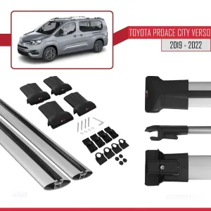 Toyota Proace City Verso 2019-2022 Arası ile Uyumlu FLY Model Ara Atkı Tavan Barı GRİ thumb 5