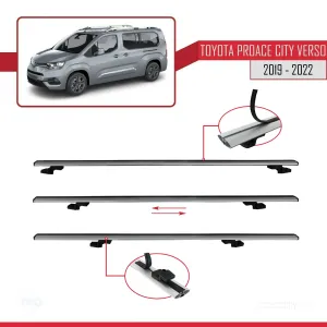 Toyota Proace City Verso 2019-2022 Arası ile uyumlu Basic Model Ara Atkı Tavan Barı GRİ 3 ADET thumb 5