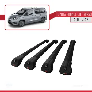 Toyota Proace City Verso 2019-2022 Arası ile uyumlu ACE-1 Ara Atkı Tavan Barı SİYAH 4 ADET BAR thumb 3