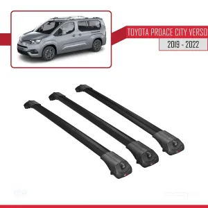 Toyota Proace City Verso 2019-2022 Arası ile uyumlu ACE-1 Ara Atkı Tavan Barı SİYAH 3 ADET BAR thumb 3