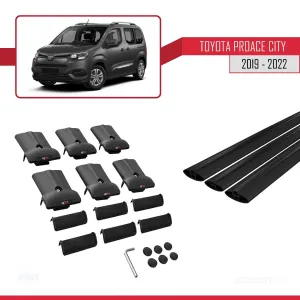 Toyota Proace City 2019-2022 Arası ile uyumlu FLY Model Ara Atkı Tavan Barı SİYAH 3 ADET BAR thumb 5