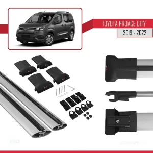 Toyota Proace City 2019-2022 Arası ile Uyumlu FLY Model Ara Atkı Tavan Barı GRİ thumb 5