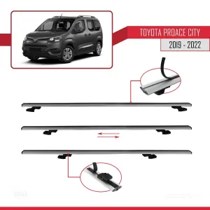 Toyota Proace City 2019-2022 Arası ile uyumlu Basic Model Ara Atkı Tavan Barı GRİ 3 ADET thumb 5