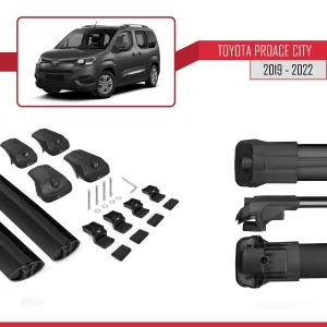 Toyota Proace City 2019-2022 Arası ile uyumlu ACE-1 Ara Atkı Tavan Barı SİYAH thumb 5