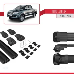 Toyota Hilux 2006-2016 Arası ile uyumlu ACE-1 Ara Atkı Tavan Barı SİYAH - Görsel 5