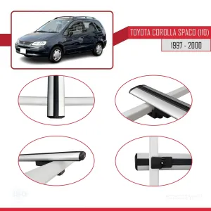 Toyota Corolla Spacio (E110) 1997-2000 Arası ile uyumlu Basic Model Ara Atkı Tavan Barı GRİ 3 ADET - Görsel 4