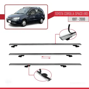 Toyota Corolla Spacio (E110) 1997-2000 Arası ile uyumlu Basic Model Ara Atkı Tavan Barı GRİ 3 ADET - Görsel 5