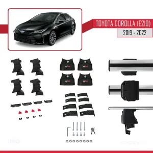Toyota Corolla (E210) Sedan 2019-2022 Arası ile uyumlu ACE-4 Ara Atkı Tavan Barı GRİ thumb 4