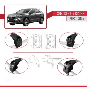 Suzuki SX4 S-Cross 2022 ve Sonrası ile uyumlu ACE-2 Ara Atkı Tavan Barı GRİ - Görsel 4