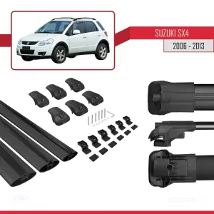 Suzuki SX4 2006-2013 Arası ile uyumlu ACE-1 Ara Atkı Tavan Barı SİYAH 3 ADET BAR - Görsel 5