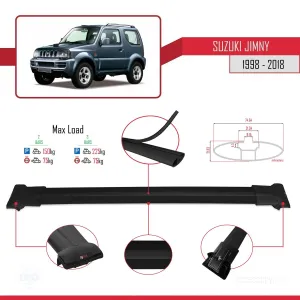 Suzuki Jimny 1998-2018 Arası ile uyumlu FLY Model Ara Atkı Tavan Barı SİYAH - Görsel 4