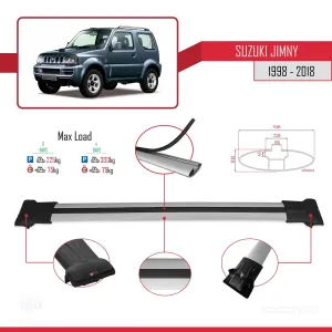 Suzuki Jimny 1998-2018 Arası ile Uyumlu FLY Model Ara Atkı Tavan Barı GRİ 3 ADET BAR - Görsel 4