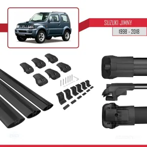 Suzuki Jimny 1998-2018 Arası ile uyumlu ACE-1 Ara Atkı Tavan Barı SİYAH 3 ADET BAR - Görsel 5