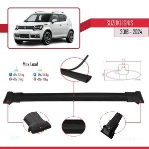 Suzuki Ignıs 2016 ve Sonrası ile Uyumlu FLY Model Ara Atkı Tavan Barı SİYAH 3 ADET BAR - Görsel 4