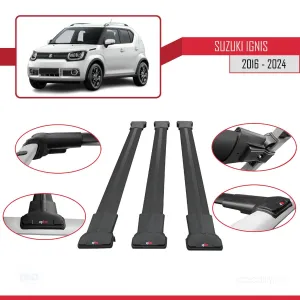 Suzuki Ignıs 2016 ve Sonrası ile Uyumlu FLY Model Ara Atkı Tavan Barı SİYAH 3 ADET BAR - Görsel 5
