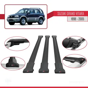 Suzuki Grand Vitara 1998-2005 Arası ile Uyumlu FLY Model Ara Atkı Tavan Barı SİYAH 3 ADET BAR - Görsel 5