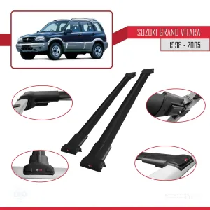 Suzuki Grand Vitara 1998-2005 Arası ile uyumlu FLY Model Ara Atkı Tavan Barı SİYAH - Görsel 5