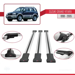 Suzuki Grand Vitara 1998-2005 Arası ile Uyumlu FLY Model Ara Atkı Tavan Barı GRİ 3 ADET BAR - Görsel 5