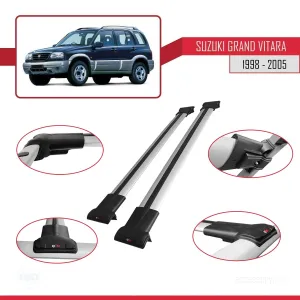 Suzuki Grand Vitara 1998-2005 Arası ile uyumlu FLY Model Ara Atkı Tavan Barı GRİ - Görsel 5