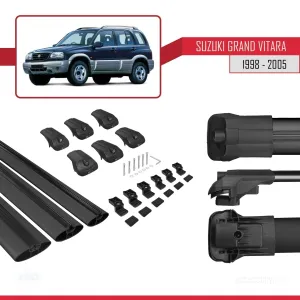 Suzuki Grand Vitara 1998-2005 Arası ile uyumlu ACE-1 Ara Atkı Tavan Barı SİYAH 3 ADET BAR - Görsel 5