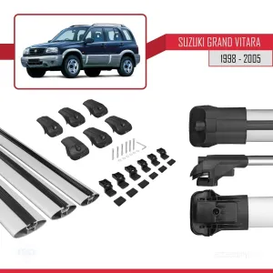 Suzuki Grand Vitara 1998-2005 Arası ile uyumlu ACE-1 Ara Atkı Tavan Barı GRİ 3 ADET BAR - Görsel 5