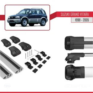 Suzuki Grand Vitara 1998-2005 Arası ile uyumlu ACE-1 Ara Atkı Tavan Barı GRİ - Görsel 5