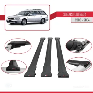 Subaru Outback 2000-2004 Arası ile uyumlu FLY Model Ara Atkı Tavan Barı SİYAH 3 ADET BAR - Görsel 5