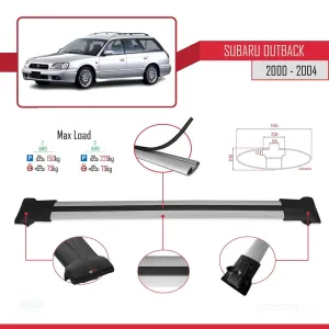 Subaru Outback 2000-2004 Arası ile uyumlu FLY Model Ara Atkı Tavan Barı GRİ - Görsel 4