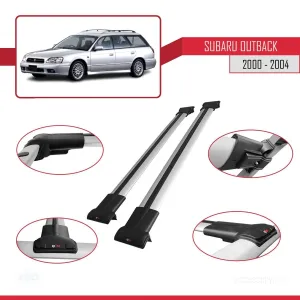 Subaru Outback 2000-2004 Arası ile uyumlu FLY Model Ara Atkı Tavan Barı GRİ - Görsel 5