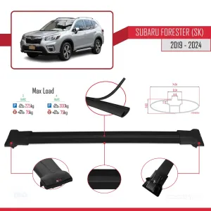 Subaru Forester (SK) 2019 ve Sonrası ile Uyumlu FLY Model Ara Atkı Tavan Barı SİYAH 3 ADET BAR - Görsel 4