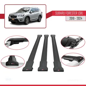Subaru Forester (SK) 2019 ve Sonrası ile Uyumlu FLY Model Ara Atkı Tavan Barı SİYAH 3 ADET BAR - Görsel 5