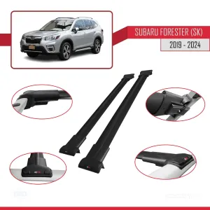 Subaru Forester (SK) 2019 ve Sonrası ile Uyumlu FLY Model Ara Atkı Tavan Barı SİYAH - Görsel 5