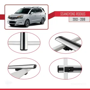 Ssangyong Rodius 2013-2018 Arası ile uyumlu Basic Model Ara Atkı Tavan Barı GRİ 3 ADET thumb 4