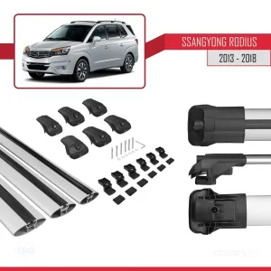 Ssangyong Rodius 2013-2018 Arası ile uyumlu ACE-1 Ara Atkı Tavan Barı GRİ 3 ADET BAR thumb 5