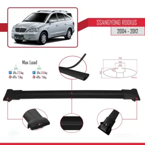 Ssangyong Rodius 2004-2012 Arası ile Uyumlu FLY Model Ara Atkı Tavan Barı SİYAH 3 ADET BAR thumb 4