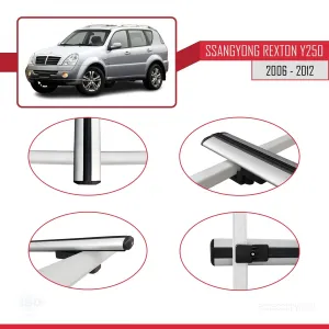 Ssangyong Rexton Y250 2006-2012 Arası ile uyumlu Basic Model Ara Atkı Tavan Barı GRİ 3 ADET thumb 4