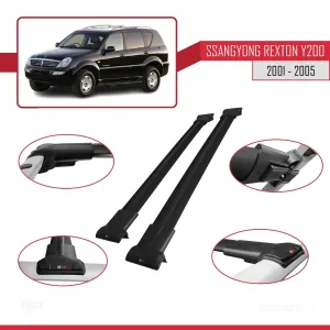 Ssangyong Rexton Y200 2001-2005 Arası ile uyumlu FLY Model Ara Atkı Tavan Barı SİYAH thumb 5