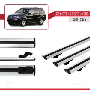 Ssangyong Rexton Y200 2001-2005 Arası ile uyumlu Basic Model Ara Atkı Tavan Barı GRİ 3 ADET thumb 3
