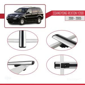 Ssangyong Rexton Y200 2001-2005 Arası ile uyumlu Basic Model Ara Atkı Tavan Barı GRİ 3 ADET thumb 4