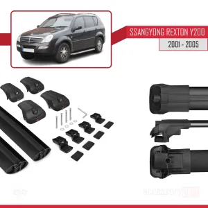 Ssangyong Rexton Y200 2001-2005 Arası ile uyumlu ACE-1 Ara Atkı Tavan Barı SİYAH thumb 5