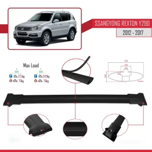 Ssangyong Rexton (Y290) 2012-2017 Arası ile Uyumlu FLY Model Ara Atkı Tavan Barı SİYAH 3 ADET BAR thumb 4