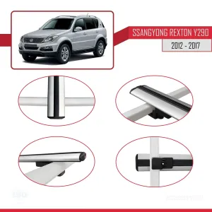 Ssangyong Rexton (Y290) 2012-2017 Arası ile uyumlu Basic Model Ara Atkı Tavan Barı GRİ 3 ADET thumb 4