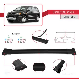 Ssangyong Kyron 2006-2014 Arası ile uyumlu FLY Model Ara Atkı Tavan Barı SİYAH 3 ADET BAR thumb 4