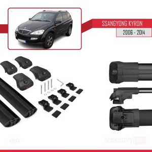 Ssangyong Kyron 2006-2014 Arası ile uyumlu ACE-1 Ara Atkı Tavan Barı SİYAH thumb 5