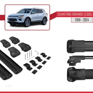 Ssangyong Korando (C300) 2019 ve Sonrası ile uyumlu ACE-1 Ara Atkı Tavan Barı SİYAH thumb 5