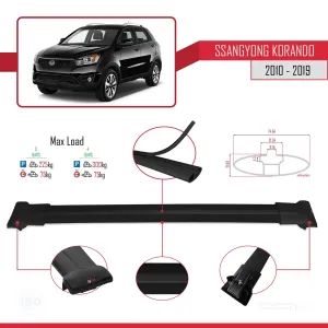 Ssangyong Korando (C) 2010-2019 Arası ile Uyumlu FLY Model Ara Atkı Tavan Barı SİYAH 3 ADET BAR thumb 4