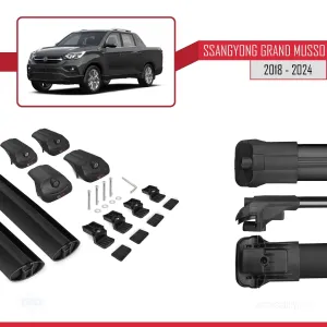 Ssangyong Grand Musso 2018 ve Sonrası ile uyumlu ACE-1 Ara Atkı Tavan Barı SİYAH thumb 5